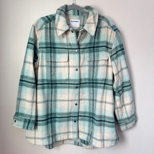 Plaid Flannel Shacket - Green and Cream